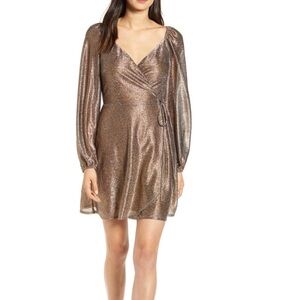 Chelsea28 Shimmering Bronze Long Sleeve Dress